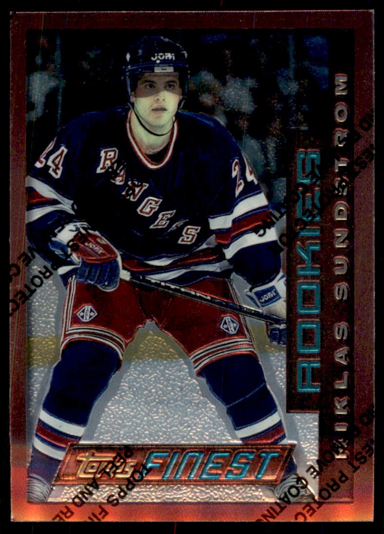 1996-97 FINEST WITH COATING. NIKLAS SUNDSTROM NEW YORK RANGERS #59