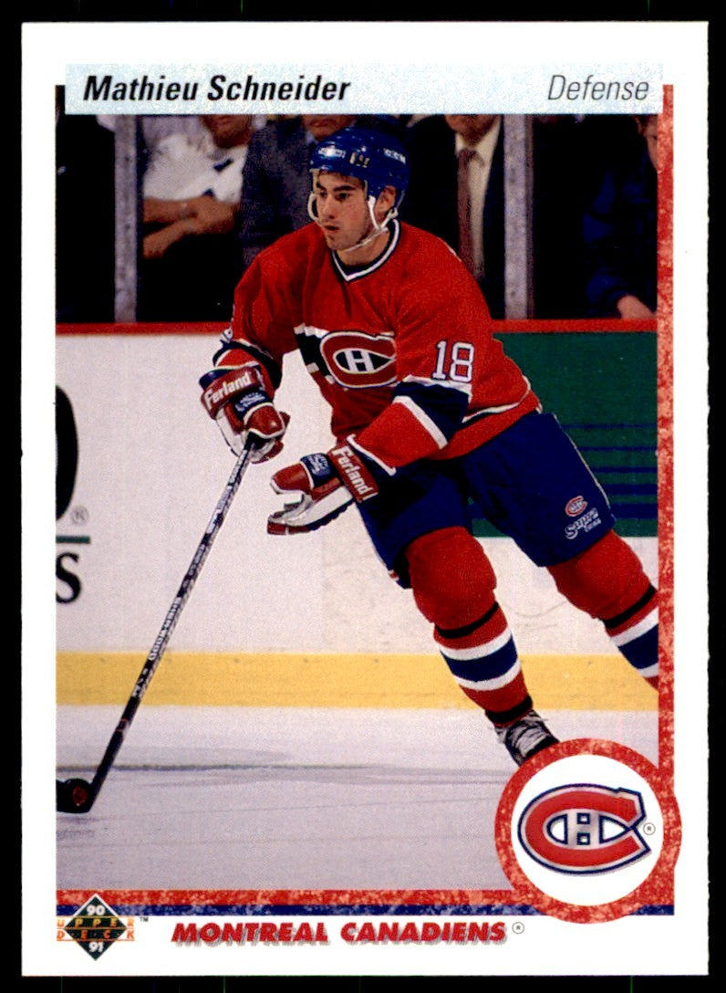 1990-91 Upper Deck. Mathieu Schneider Rookie . Montreal Canadiens #334