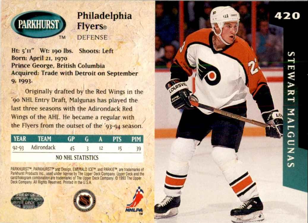 1993-94 PARKHURST STEWART MALGUNAS PHILADELPHIA FLYERS #420