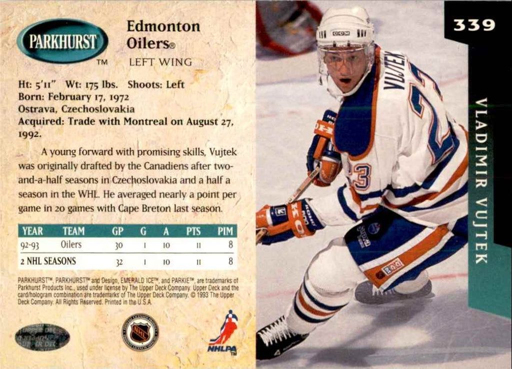 1993-94 PARKHURST VLADIMIR VUJTEK EDMONTON OILERS #339