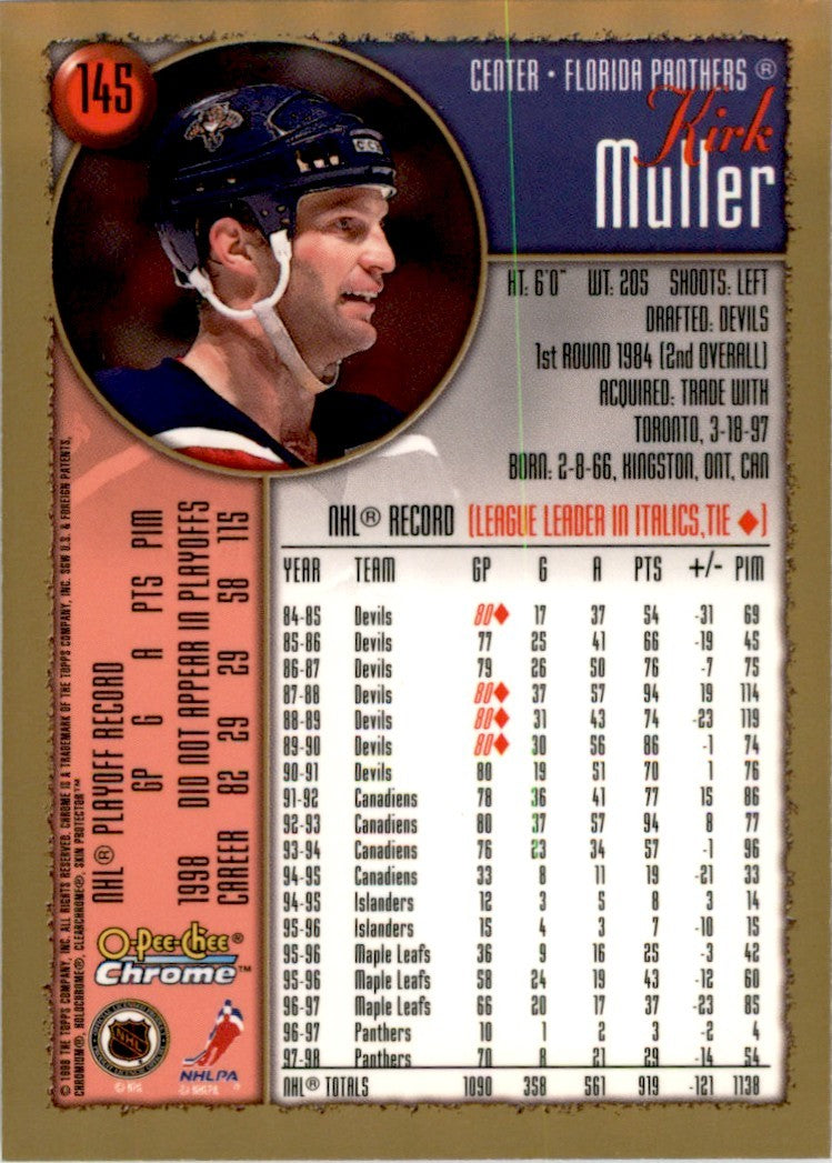 1998-99 O-PEE-CHEE CHROME KIRK MULLER FLORIDA PANTHERS #145