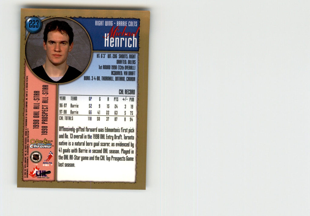 1998-99 O-PEE-CHEE CHROME MICHAEL HENRICH BARRIE COLTS #223