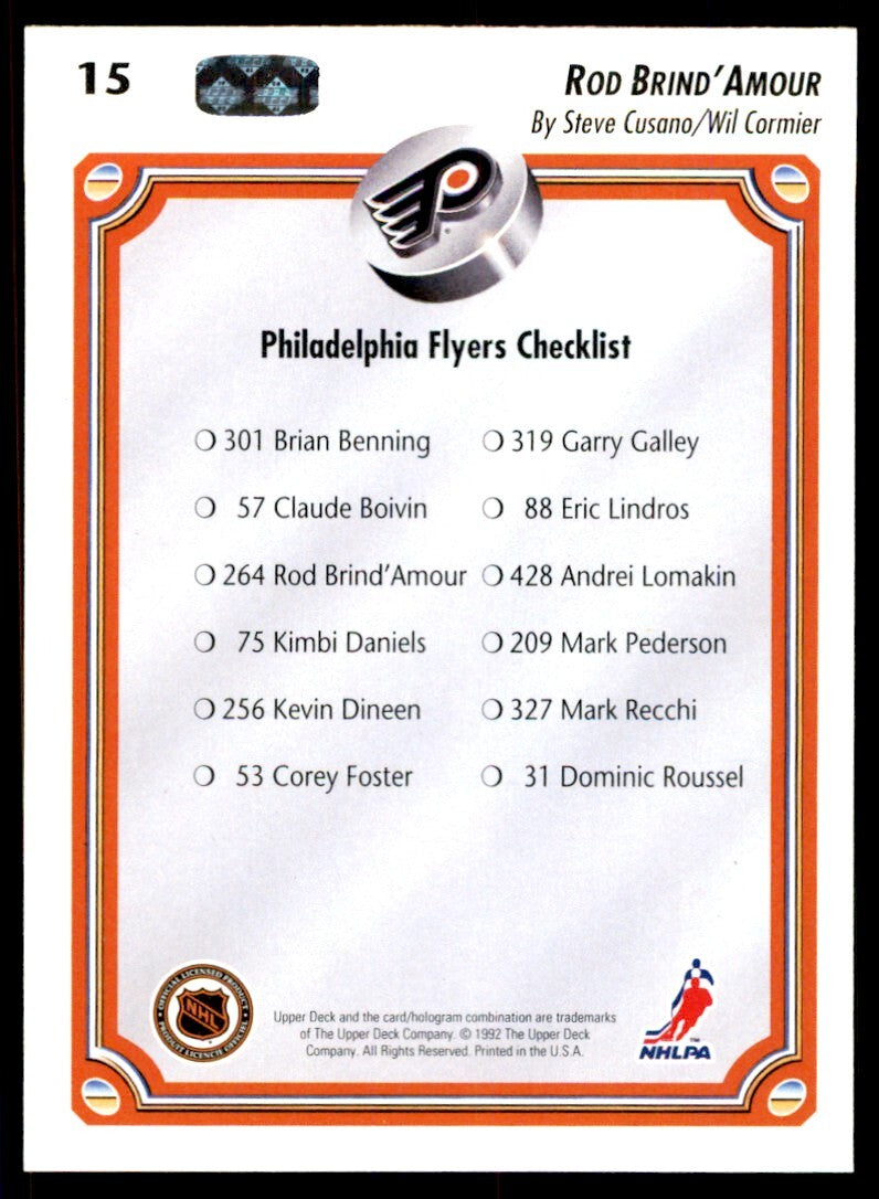 1992-93 Upper Deck Rod Brind'Amour . Philadelphia Flyers #15