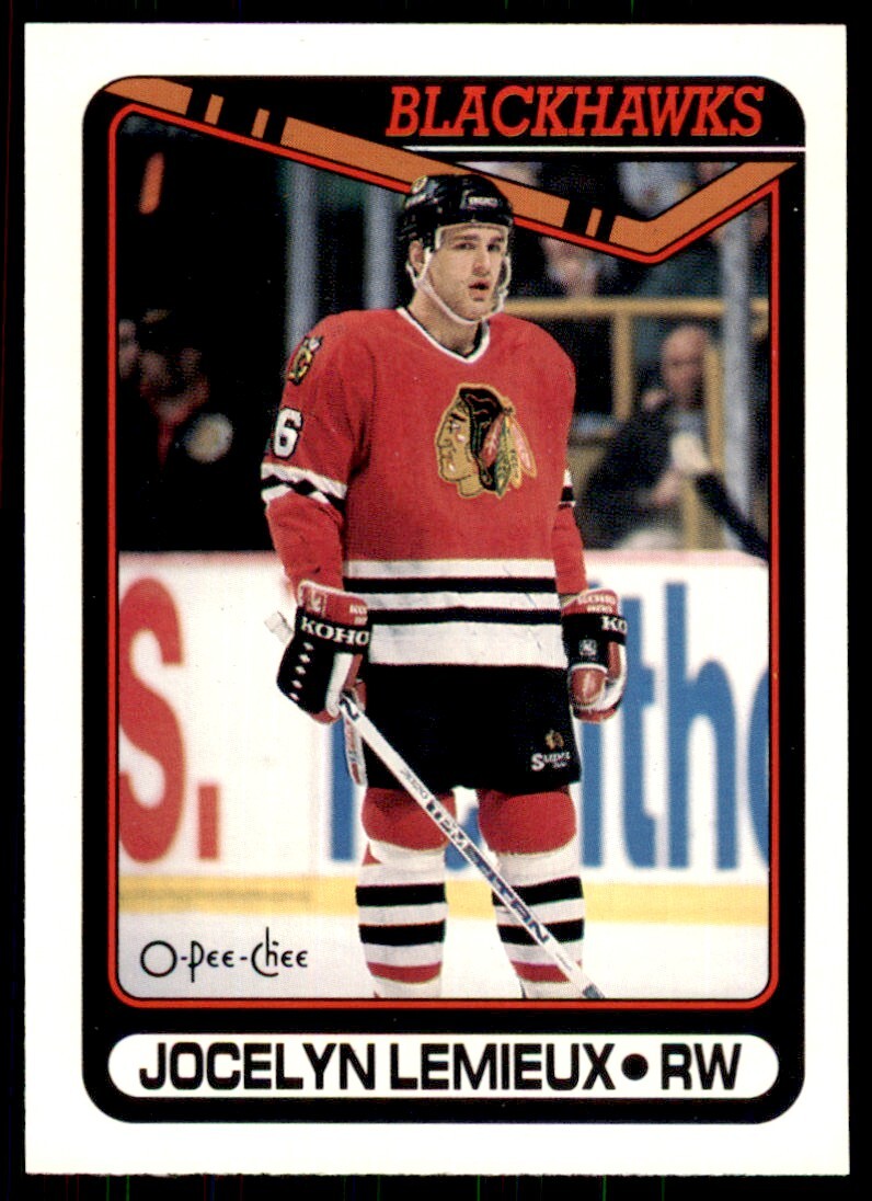 1990-91 O-Pee-Chee Jocelyn Lemieux . Chicago Blackhawks #237