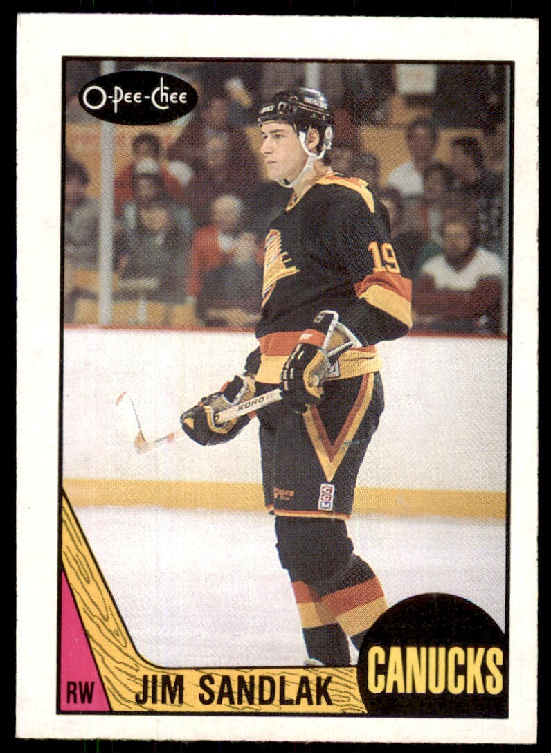 1987-88 O-Pee-Chee hockey Jim Sandlak . Vancouver Canucks #264
