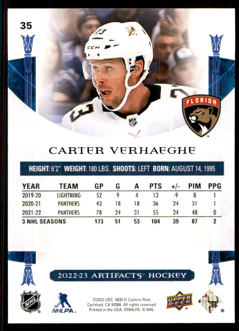 2022-23 Upper Deck Artifacts Carter Verhaeghe B Hockey Cards #35