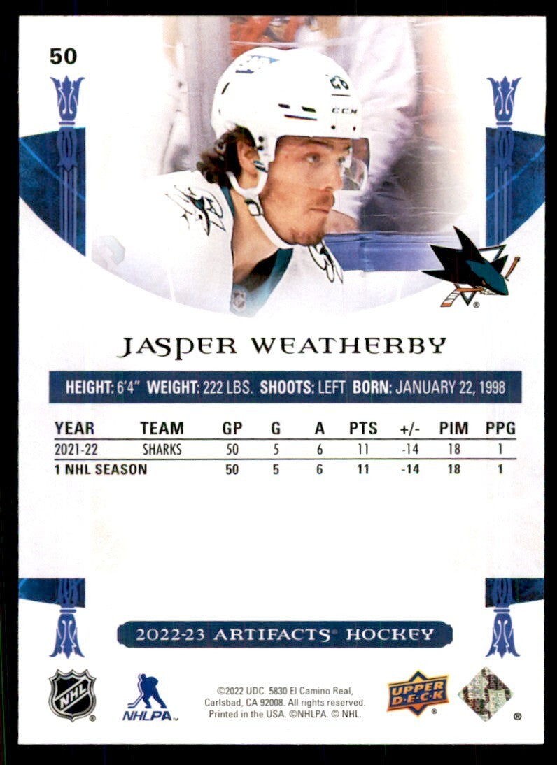 2022-23 Upper Deck Artifacts Jasper Weatherby B Hockey Cards #50