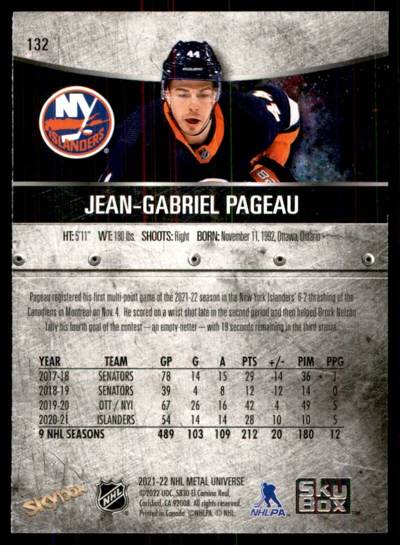 2021-22 Skybox Metal Jean-Gabriel Pageau Hockey Cards #132