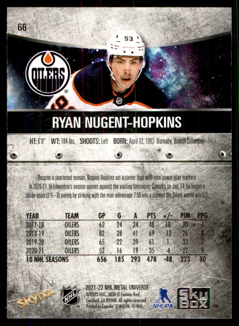 2021-22 Skybox Metal Ryan Nugent-Hopkins Hockey Cards #66
