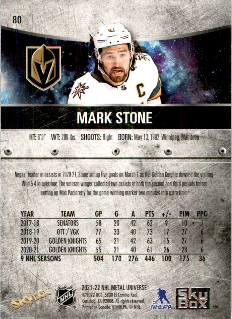 2021-22 Skybox Metal Mark Stone Hockey Cards #80