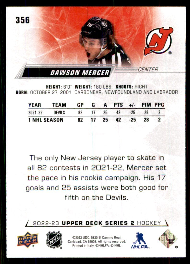 2022-23 Upper Deck Dawson Mercer Hockey Cards #356