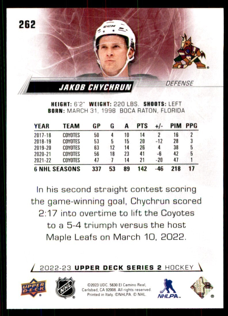 2022-23 Upper Deck. Jakob Chychrun Hockey Cards #262