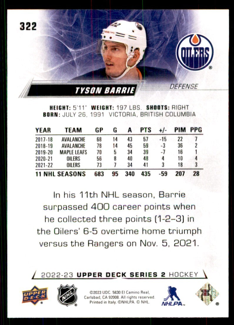 2022-23 Upper Deck. Tyson Barrie Hockey Cards #322