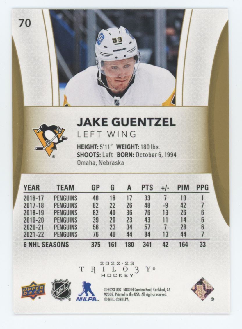 2022-23 Upper Deck Trilogy Jake Guentzel Hockey Card #70