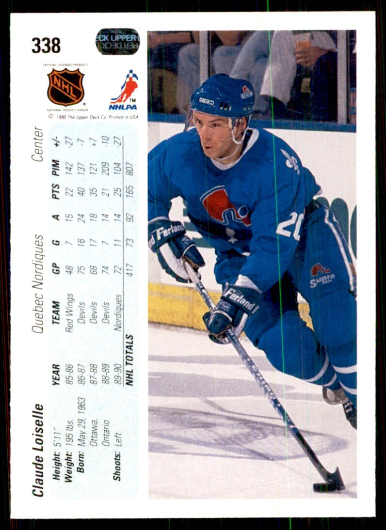 1990-91 Upper Deck Claude Loiselle Hockey Cards #338