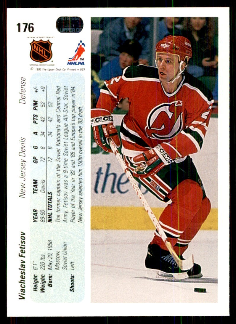 1990-91 Upper Deck Viacheslav Fetisov Hockey Cards #176