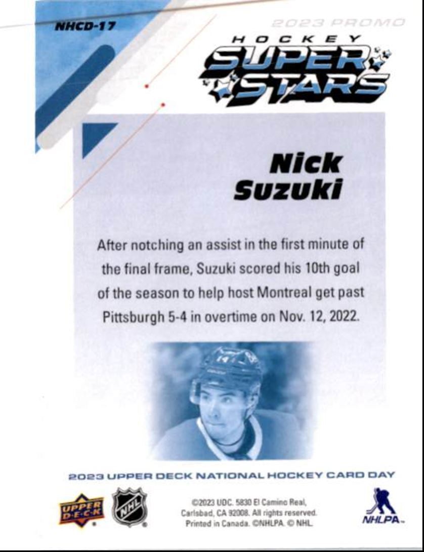 2023-24 Upper Deck National Hockey Card Day Nick Suzuki Montreal Canadiens