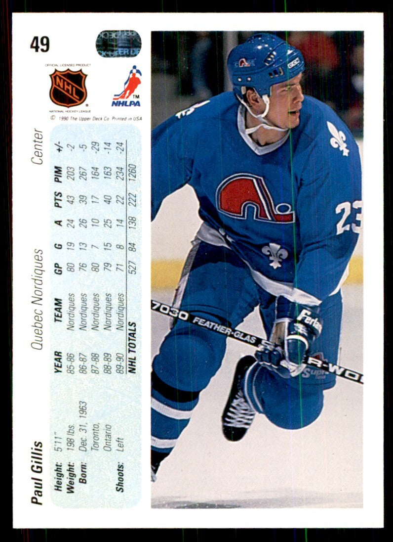 1990-91 Upper Deck Paul Gillis Hockey Cards #49