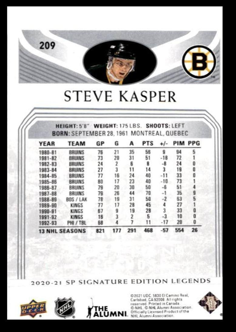 2020-21 Upper Deck SP Legends Hockey Card Steve Kasper Boston Bruins #209