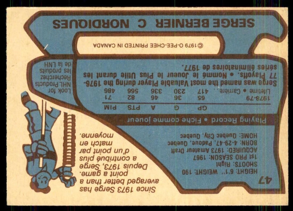 1979-80 O-Pee-Chee Serge Bernier Quebec Nordiques #47