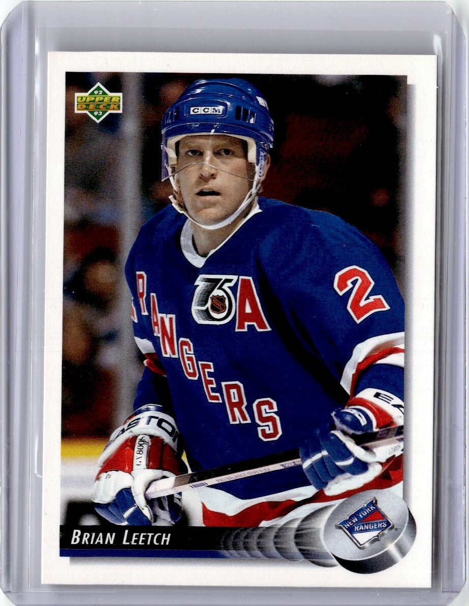 1992-93 Upper Deck Hockey Card Brian Leetch New York Rangers #284
