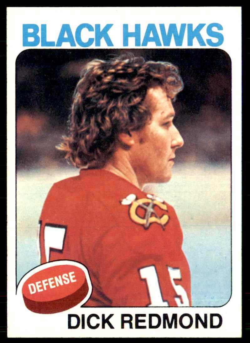 1975-76 Topps Hockey Card Dick Redmond .. Chicago Blackhawks #218