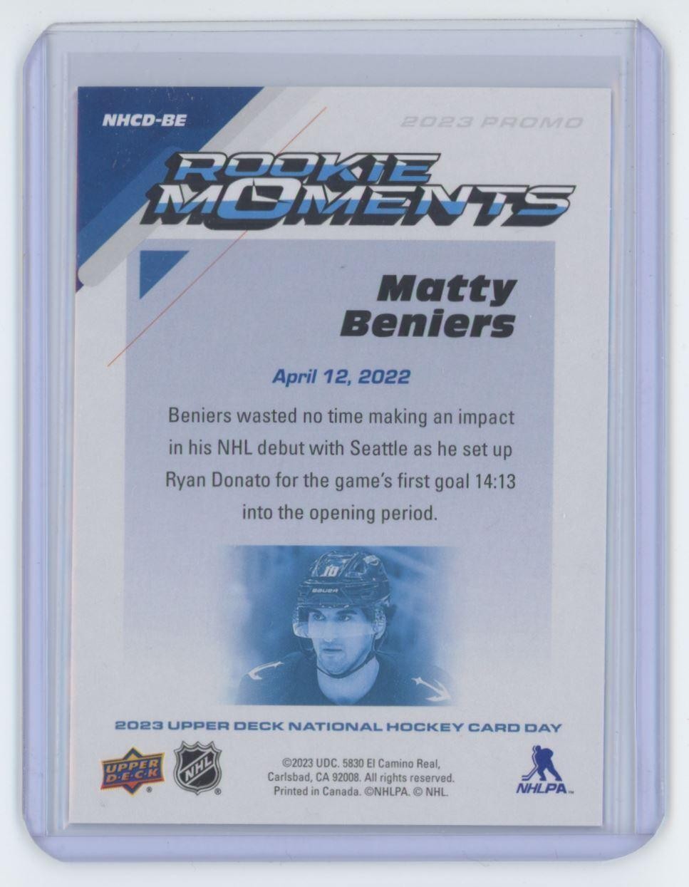 2023-24 Upper Deck Matty Beniers A Seattle Kraken #NHCD-BE