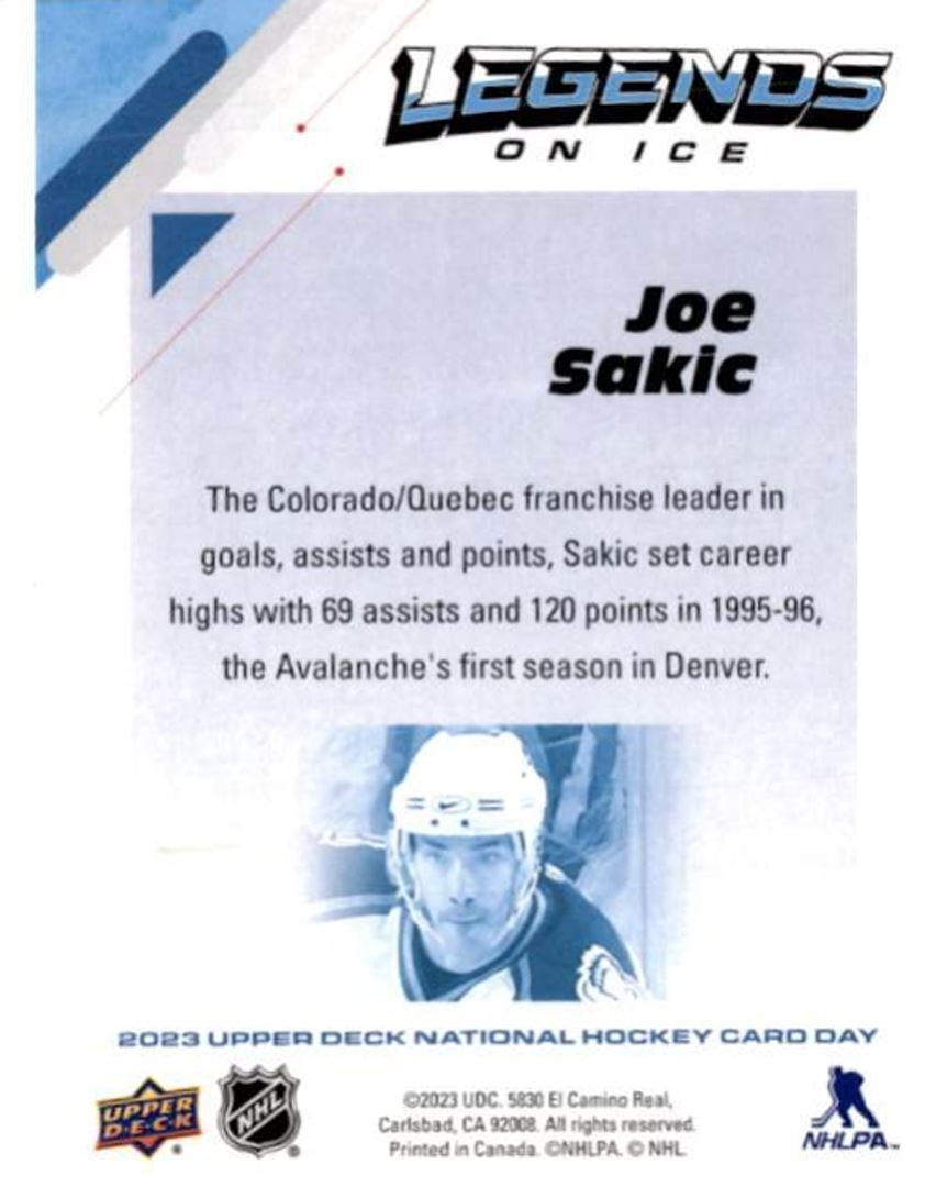 2023-24 Upper Deck National Hockey Card Day Joe Sakic Colorado Avalanche