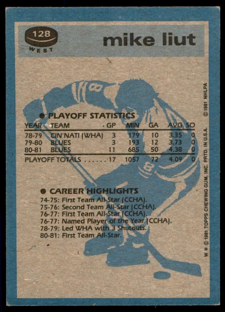 1981-82 Topps Mike Liut G Hockey Cards #128