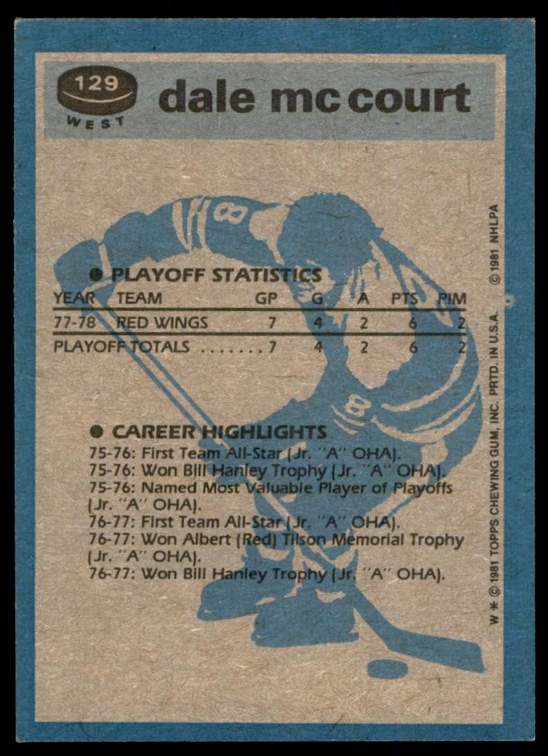 1981-82 Topps Dale McCourt B Hockey Cards #129