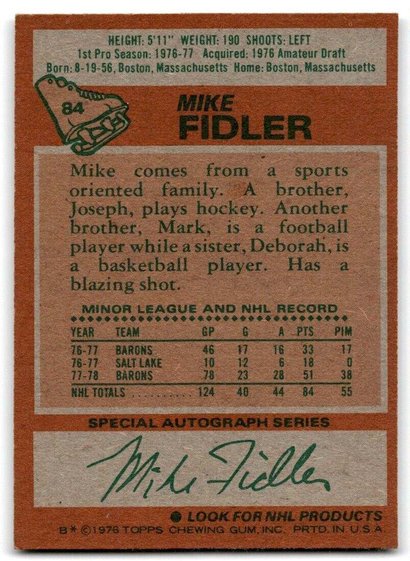 1978-79 Topps Hockey Cards Mike Fidler Minnesota North Stars #84