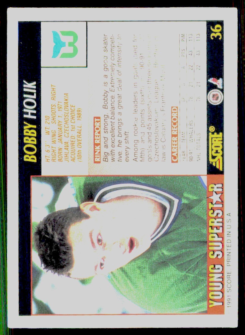 1991-92 Score Young Superstars Bobby Holik Hockey Cards #36