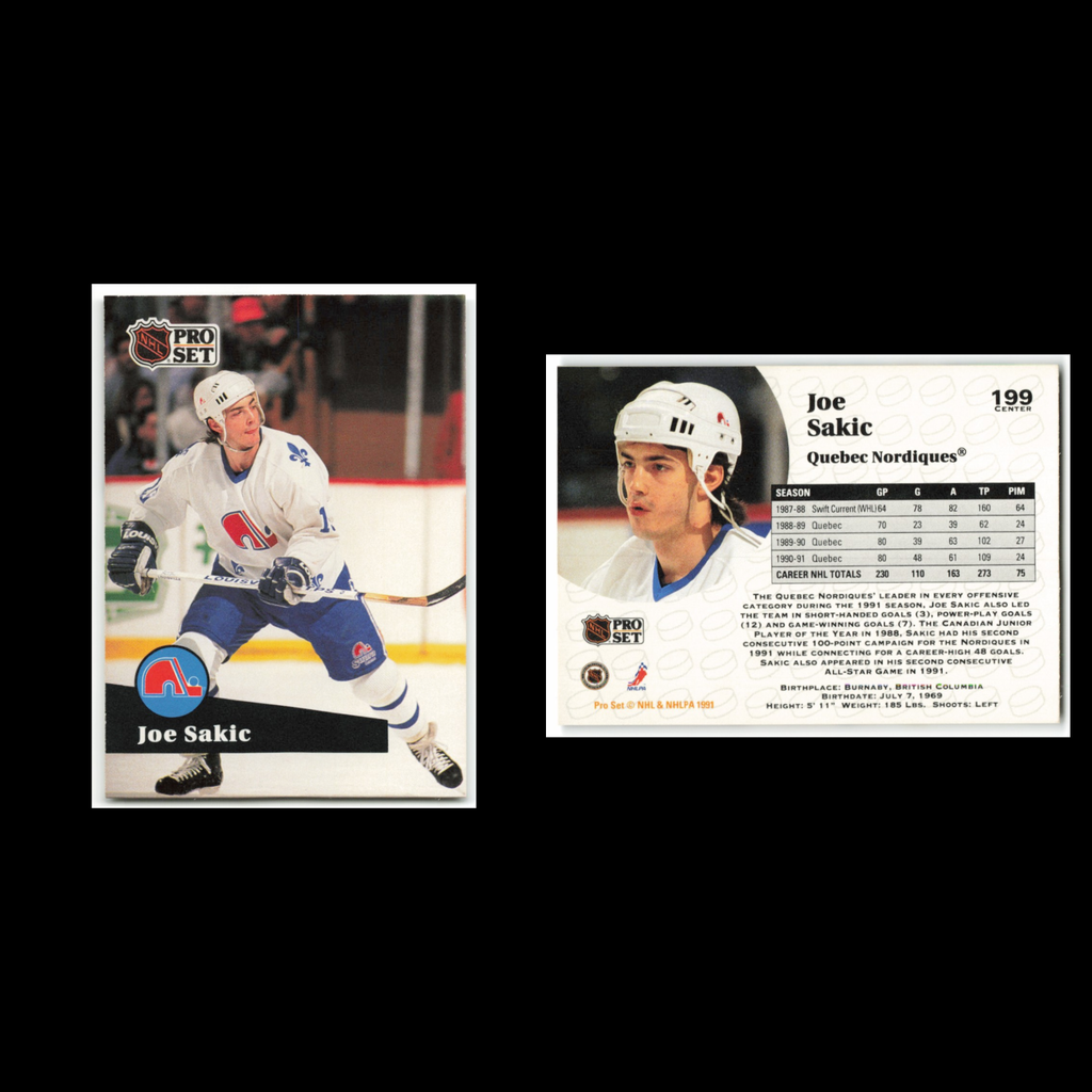 Joe Sakic #199 1991 Pro Set Quebec Nordiques Hockey Card NHL NM