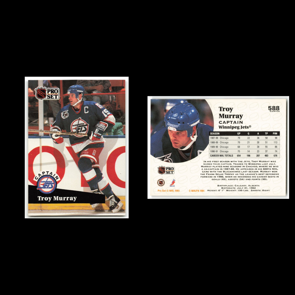 Troy Murray #588 1991 Pro Set Winnipeg Jets Hockey Card NHL NM