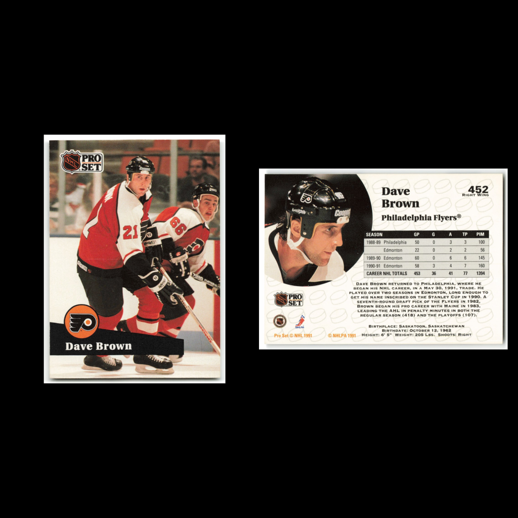 Dave Brown #452 1991 Pro Set Philadelphia Flyers Hockey Card NHL NM