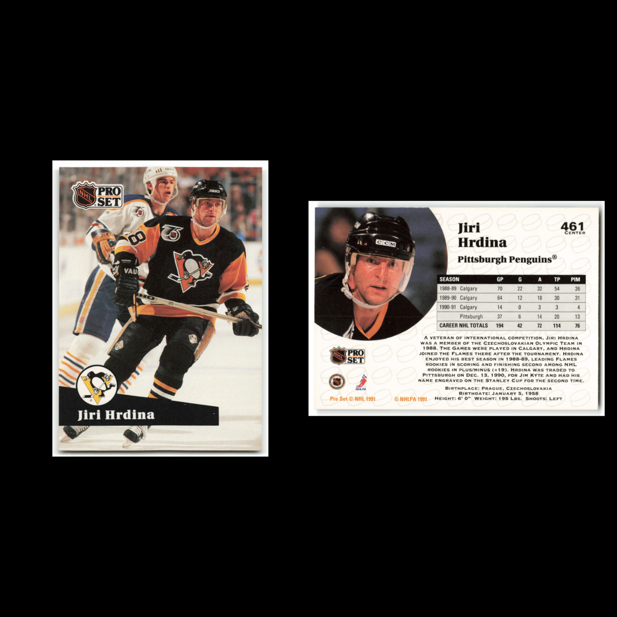 Jiri Hrdina #461 1991 Pro Set Pittsburgh Penguins Hockey Card NHL NM