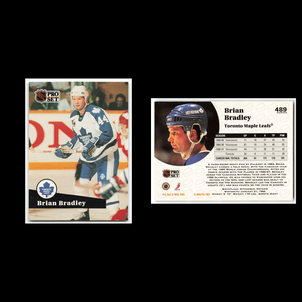 Brian Bradley #489 1991 Pro Set Toronto Maple Leafs Hockey Card NHL NM