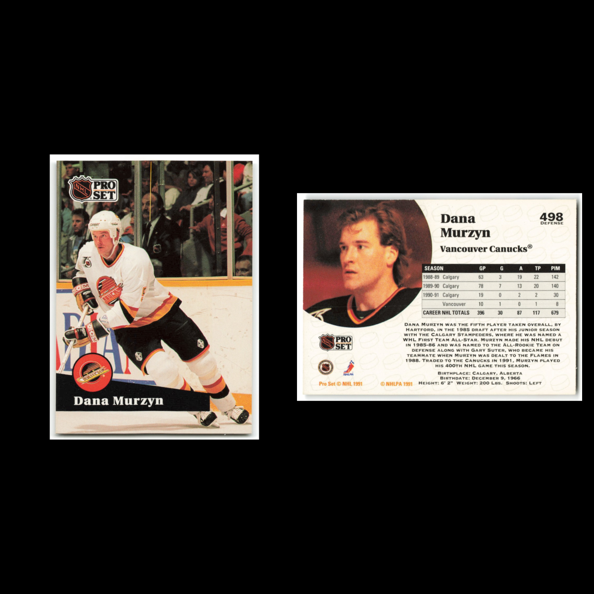 Dana Murzyn #498 1991 Pro Set Vancouver Canucks Hockey Card NHL NM