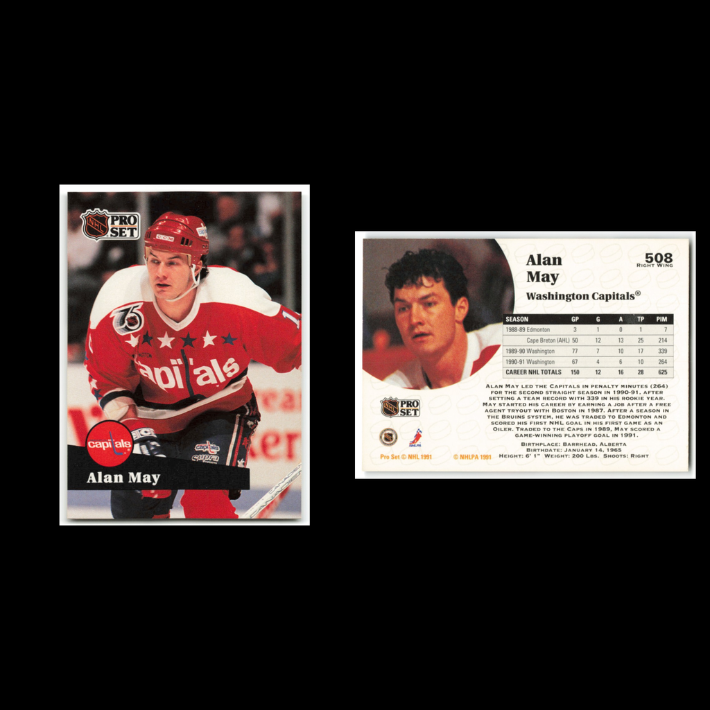 Alan May #508 1991 Pro Set Washington Capitals Hockey Card NHL NM
