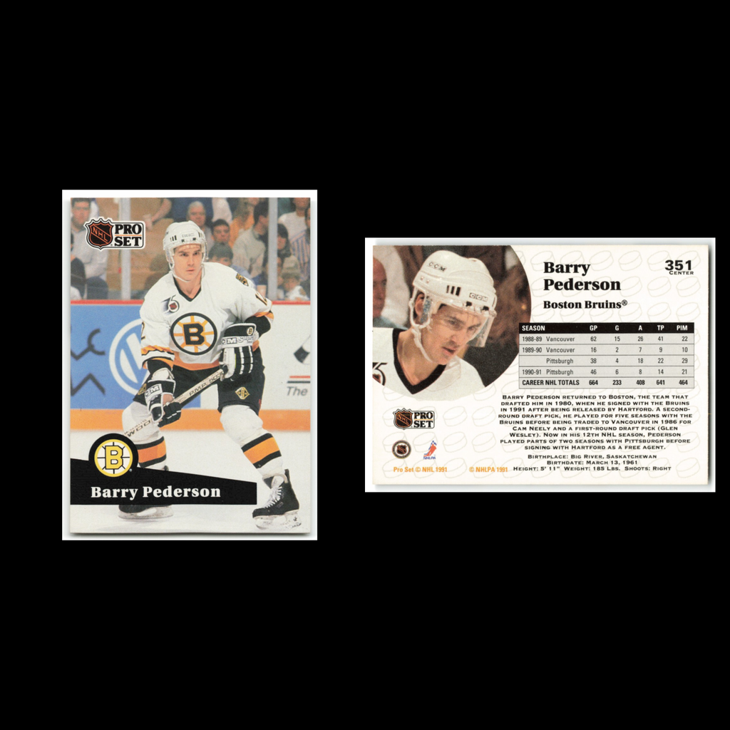 Barry Pederson #351 1991 Pro Set Boston Bruins Hockey Card NHL NM