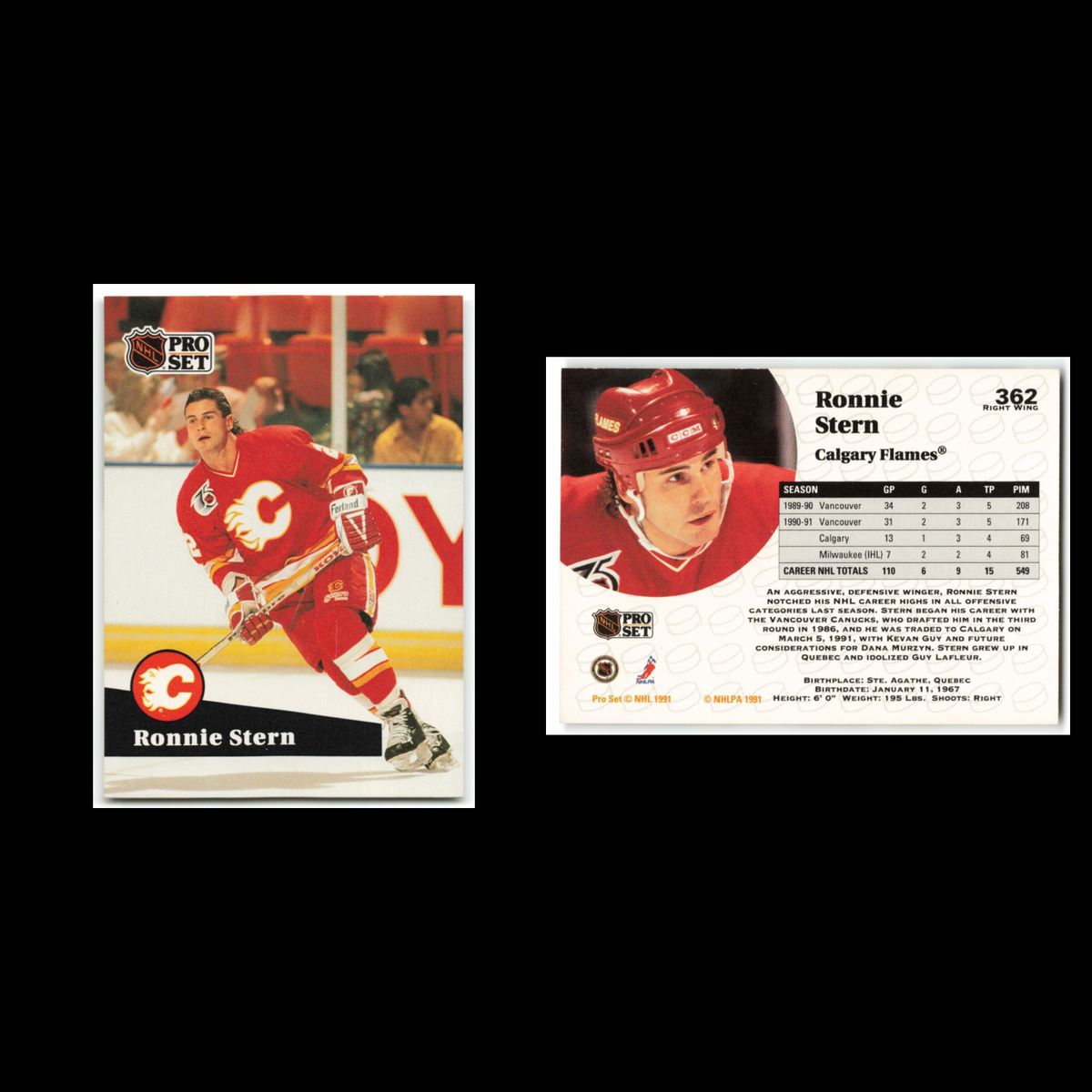 Ronnie Stern #362 1991 Pro Set Calgary Flames Hockey Card NHL NM