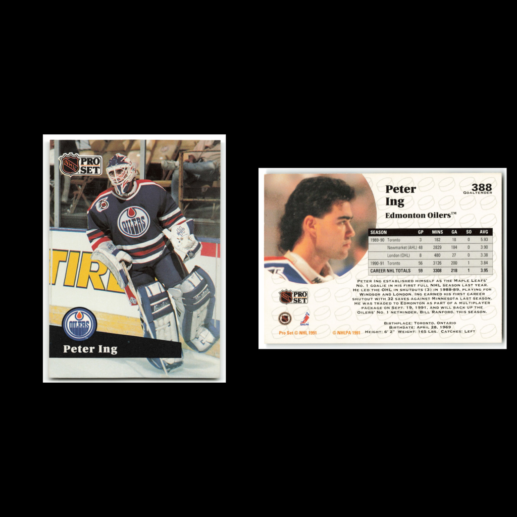 Peter Ing #388 1991 Pro Set Edmonton Oilers Hockey Card NHL NM