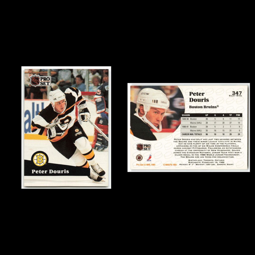 Peter Douris #347 1991 Pro Set Boston Bruins Hockey Card NHL NM