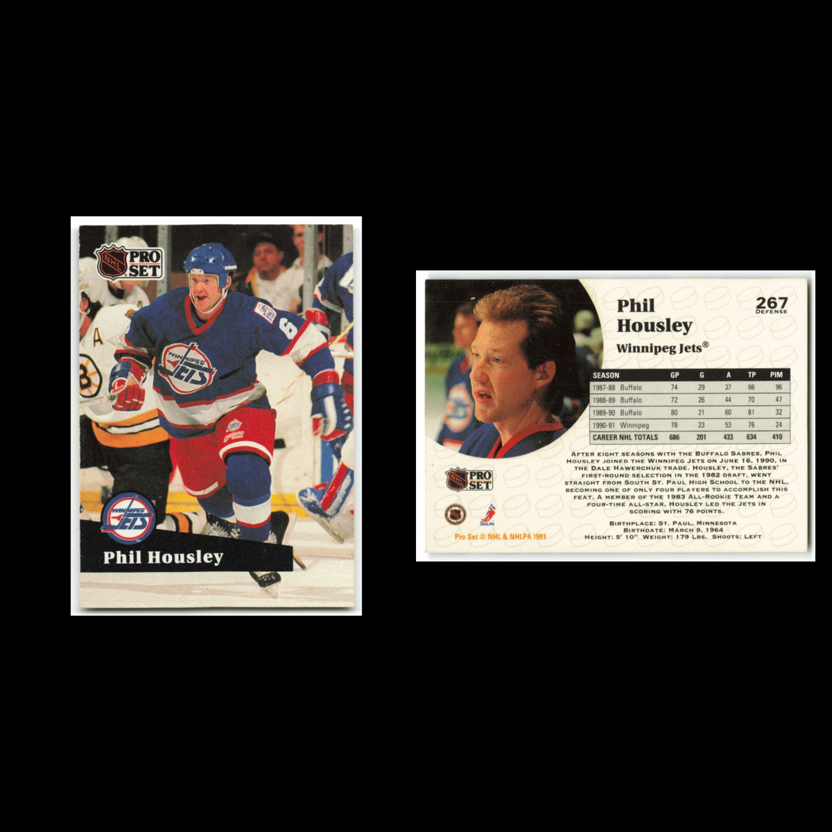 Phil Housley #267 1991 Pro Set Winnipeg Jets Hockey Card NHL NM