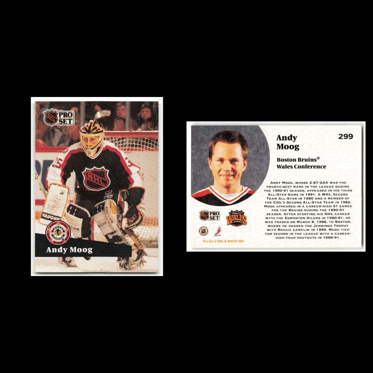 Andy Moog #299 1991 Pro Set Boston Bruins Hockey Card NHL NM