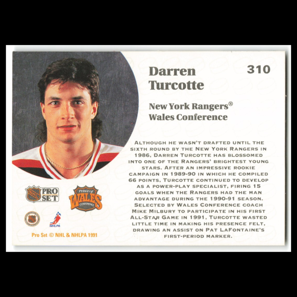 Darren Turcotte #310 1991 Pro Set New York Rangers Hockey Card NHL NM