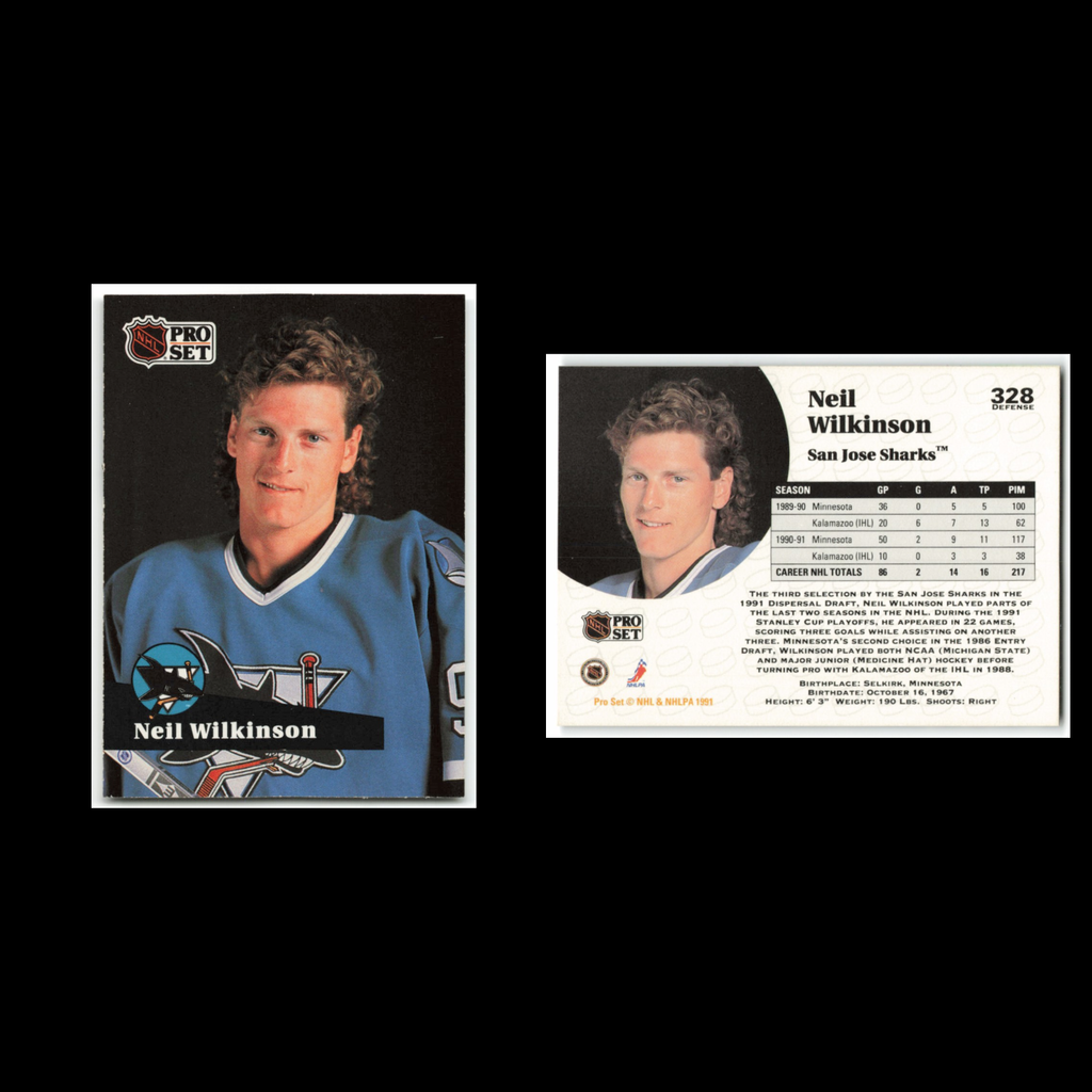 Neil Wilkinson #328 1991 Pro Set San Jose Sharks Hockey Card NHL NM