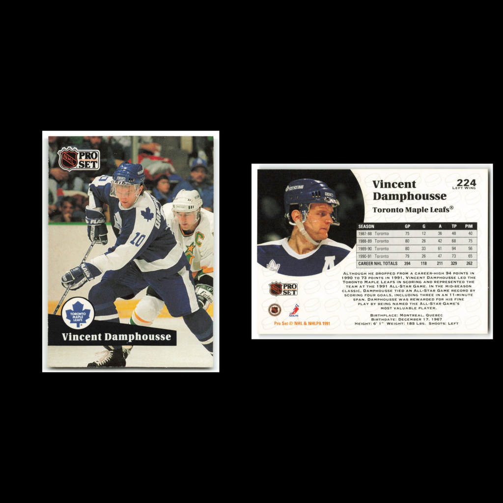 Vincent Damphousse #224 1991 Pro Set Toronto Maple Leafs Hockey Card NHL NM