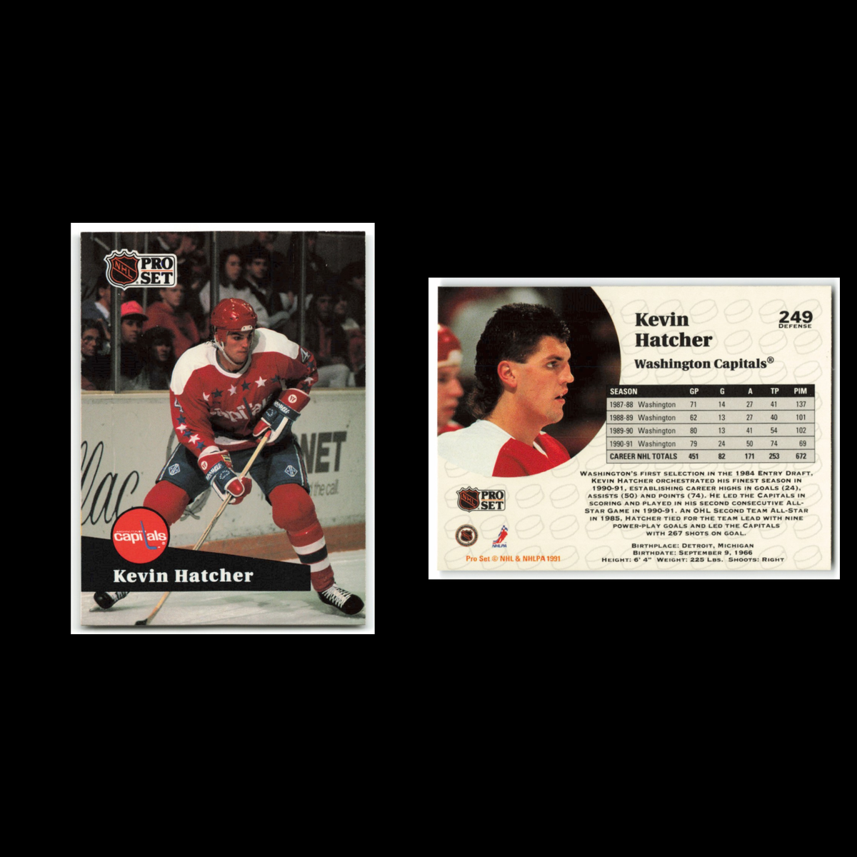 Kevin Hatcher #249 1991 Pro Set Washington Capitals Hockey Card NHL NM