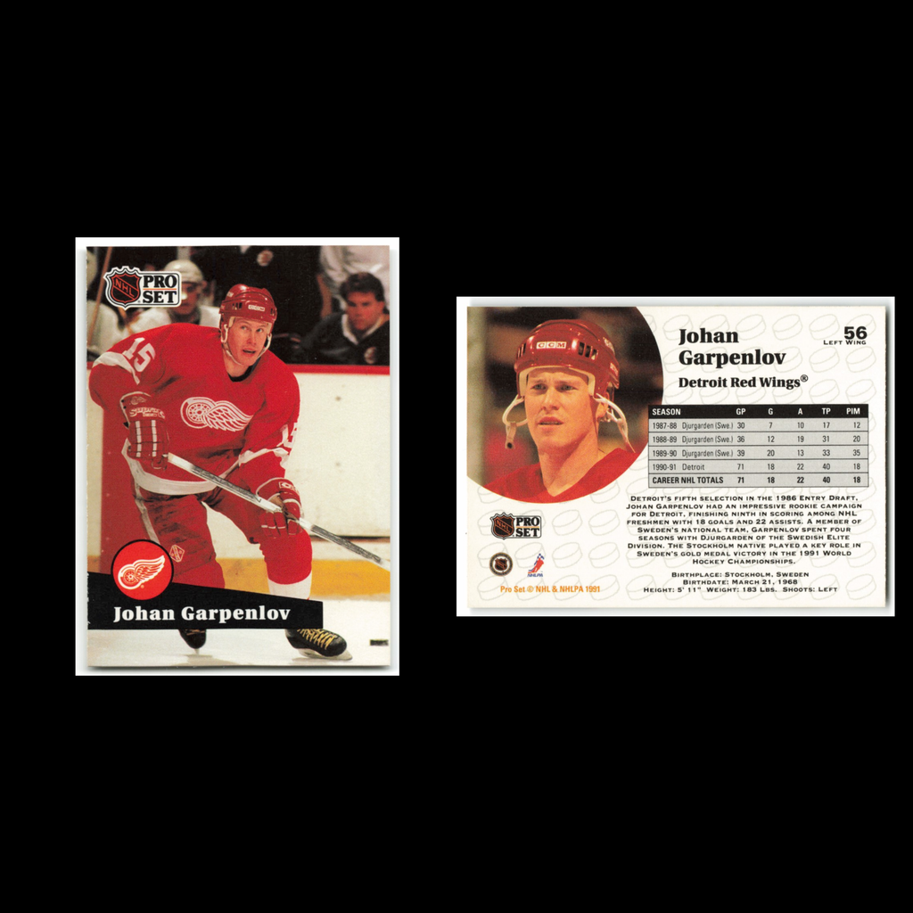 Johan Garpenlov #56 1991 Pro Set Detroit Red Wings Hockey Card NHL NM